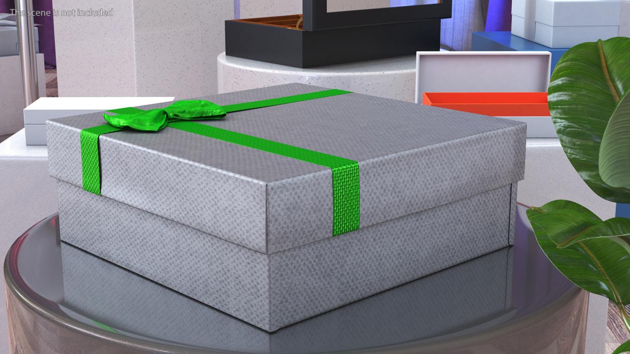 Wrapped Gift Box with Shiny Ribbon 3D model