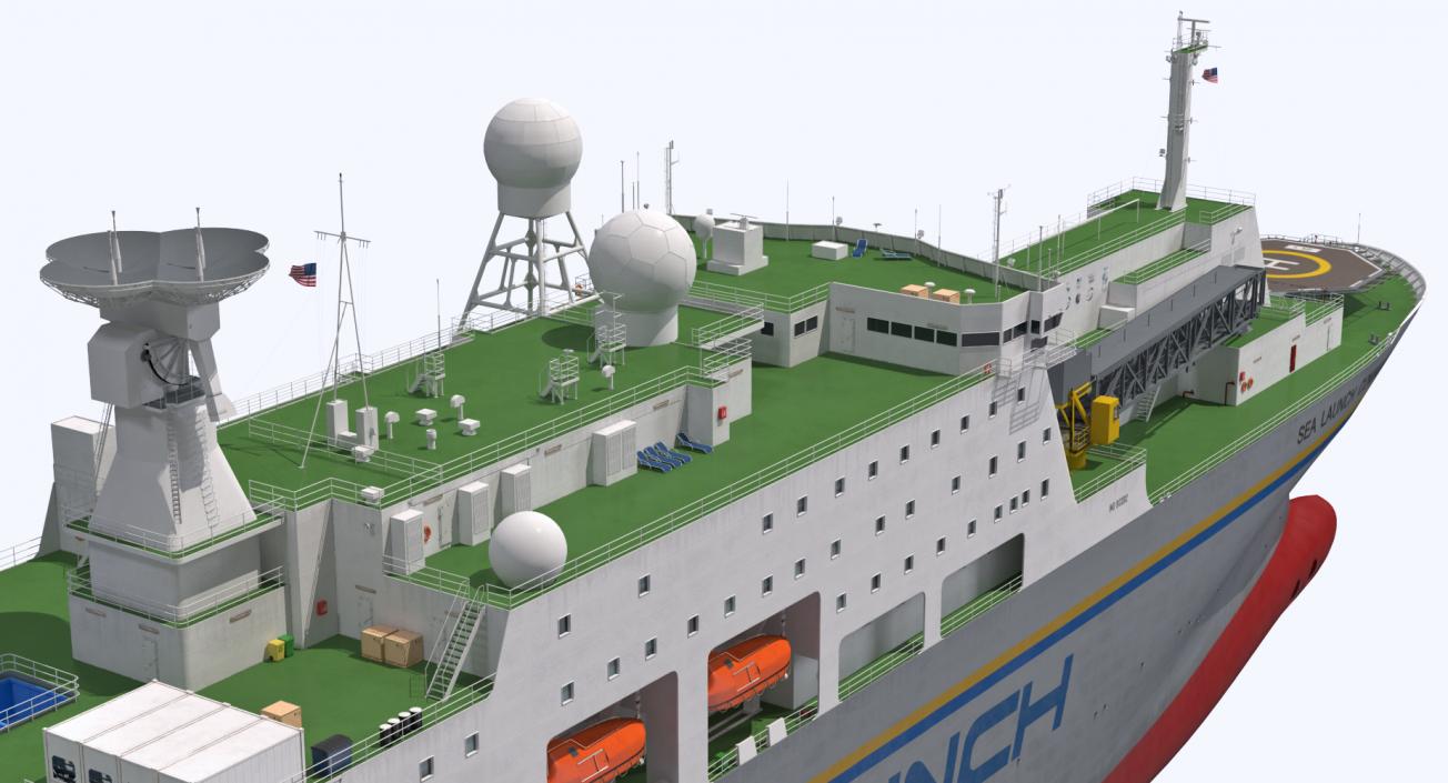 Rocket Launch Command Ship Sea Launch Commander Rigged 3D model