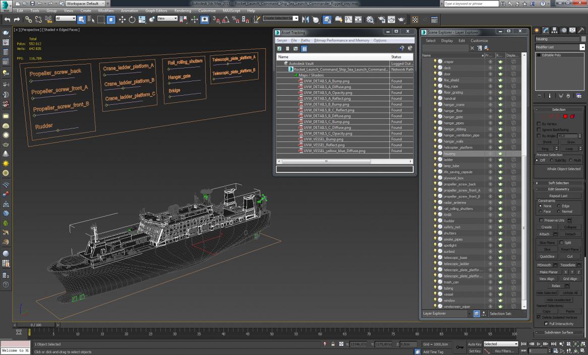 Rocket Launch Command Ship Sea Launch Commander Rigged 3D model