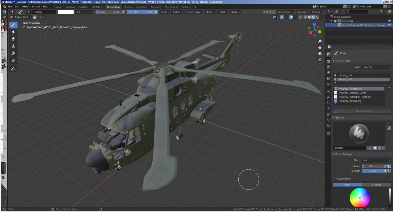 AgustaWestland AW101 Merlin Helicopter Royal Air Force 3D model