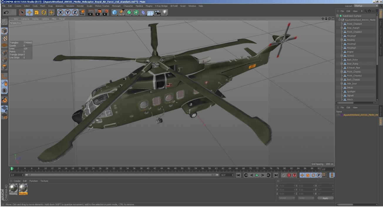 AgustaWestland AW101 Merlin Helicopter Royal Air Force 3D model