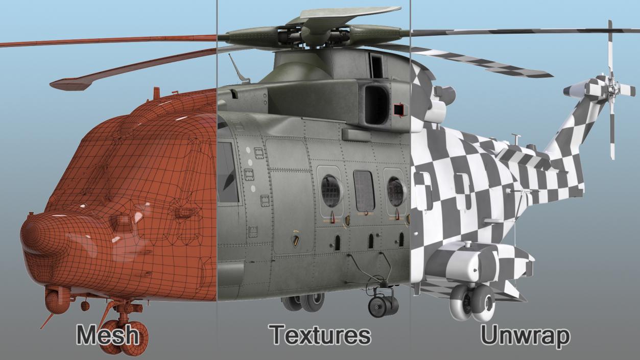 AgustaWestland AW101 Merlin Helicopter Royal Air Force 3D model