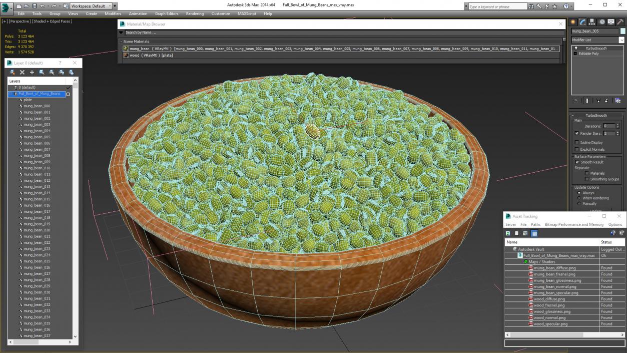 3D Full Bowl of Mung Beans model