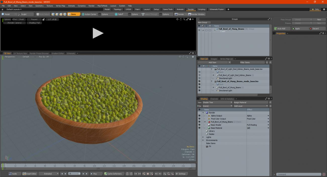 3D Full Bowl of Mung Beans model