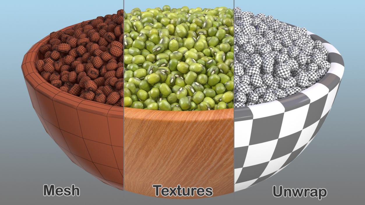 3D Full Bowl of Mung Beans model