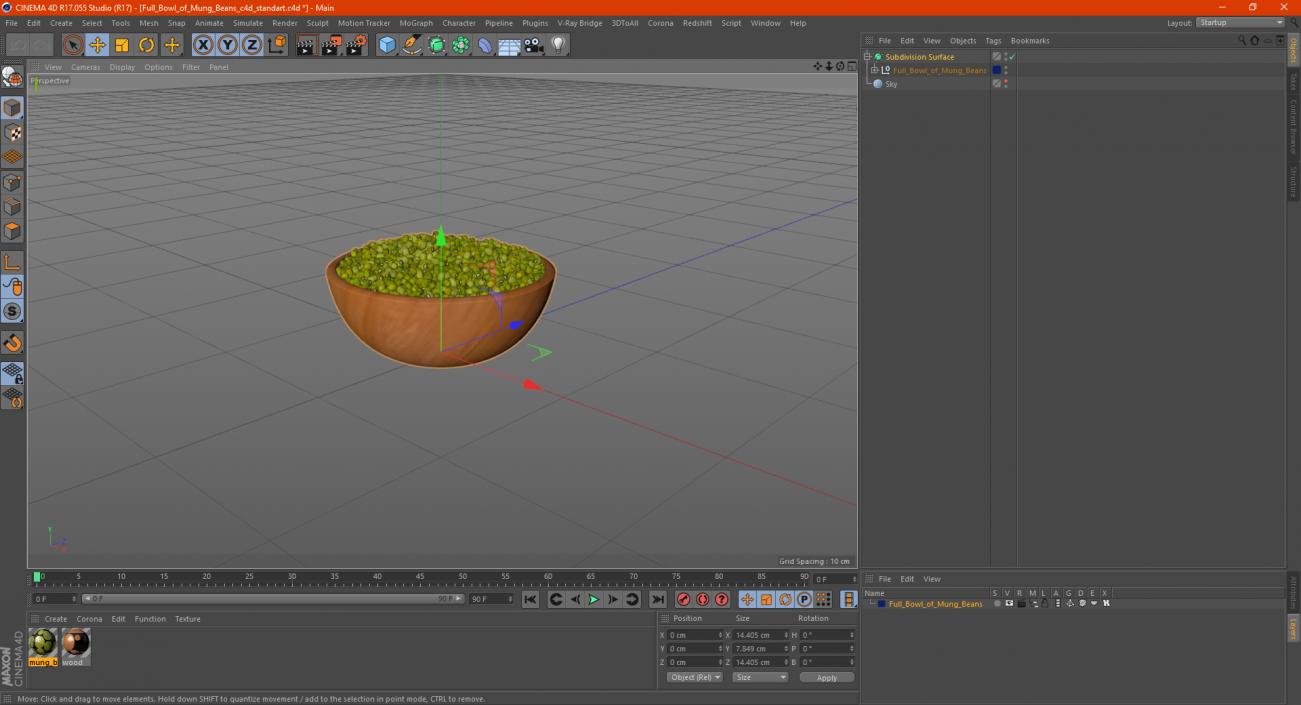 3D Full Bowl of Mung Beans model