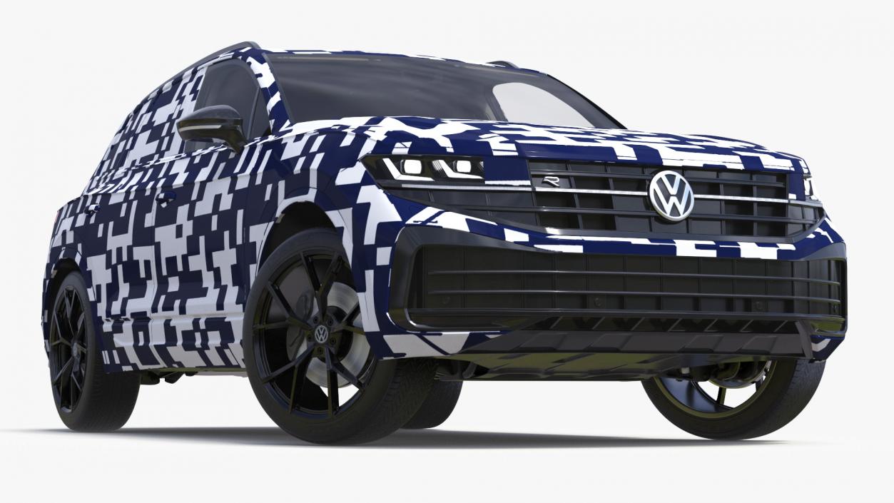 3D Volkswagen Touareg 2024 QR Lights On Rigged model