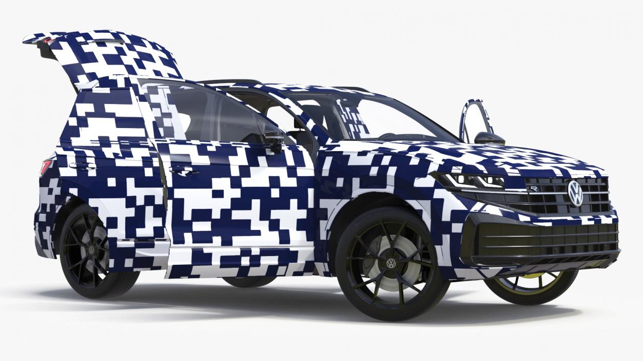 3D Volkswagen Touareg 2024 QR Lights On Rigged model