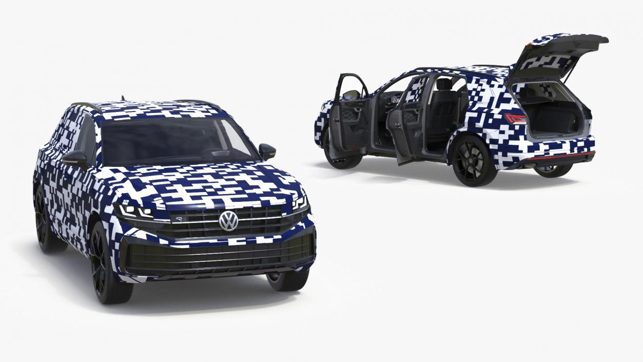 3D Volkswagen Touareg 2024 QR Lights On Rigged model