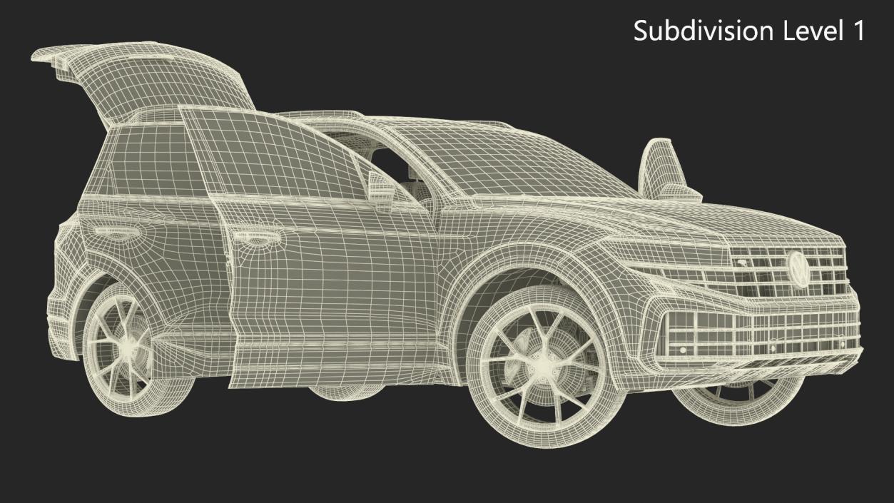 3D Volkswagen Touareg 2024 QR Lights On Rigged model