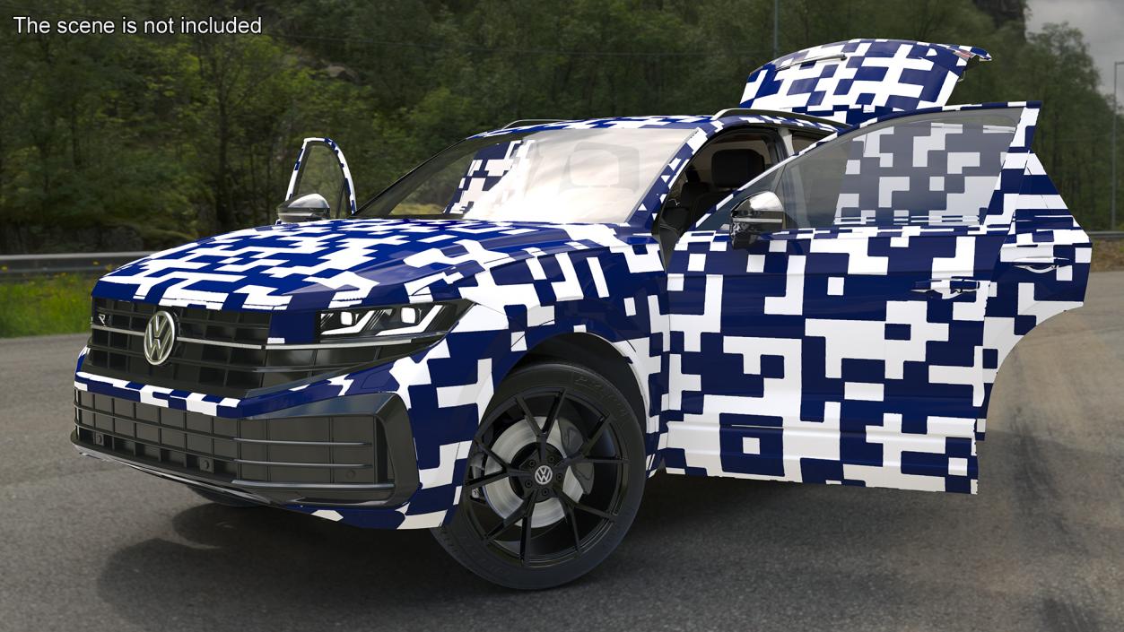 3D Volkswagen Touareg 2024 QR Lights On Rigged model