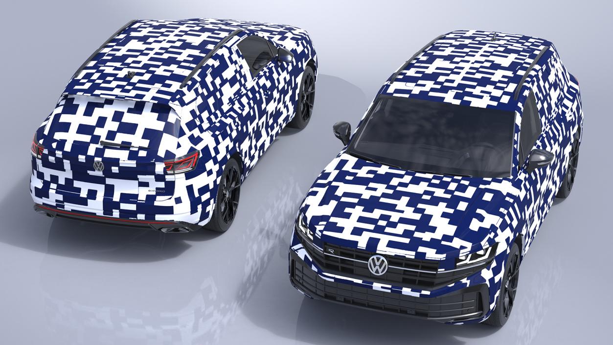 3D Volkswagen Touareg 2024 QR Lights On Rigged model