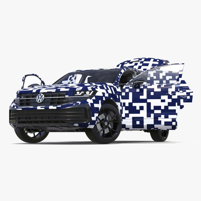 3D Volkswagen Touareg 2024 QR Lights On Rigged model