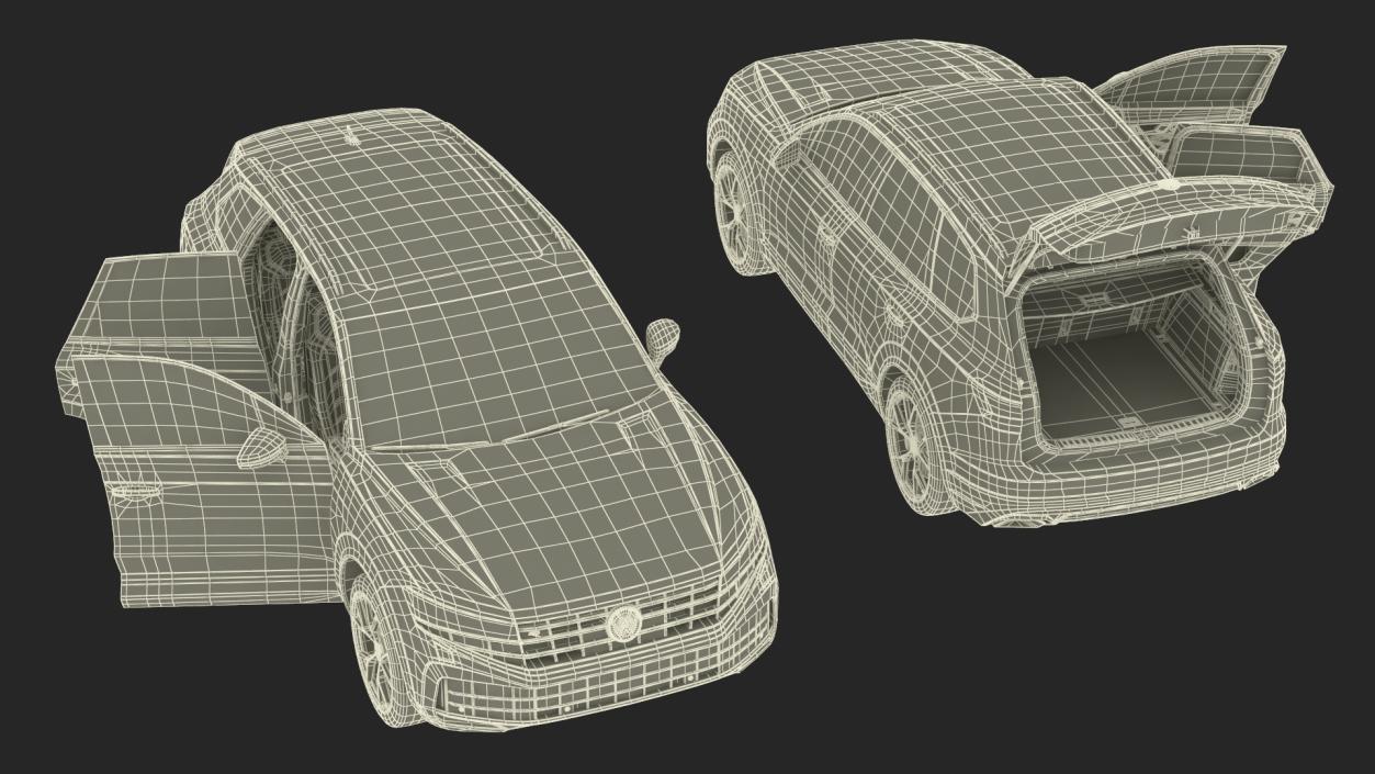 3D Volkswagen Touareg 2024 QR Lights On Rigged model