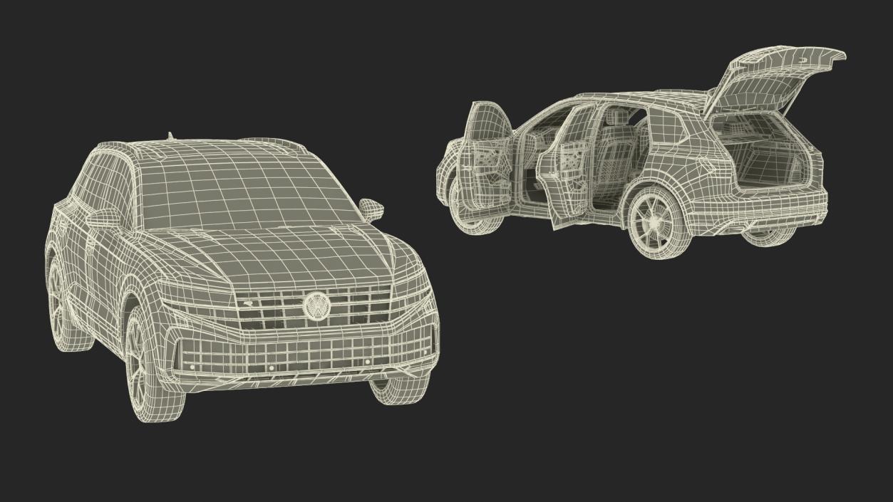 3D Volkswagen Touareg 2024 QR Lights On Rigged model