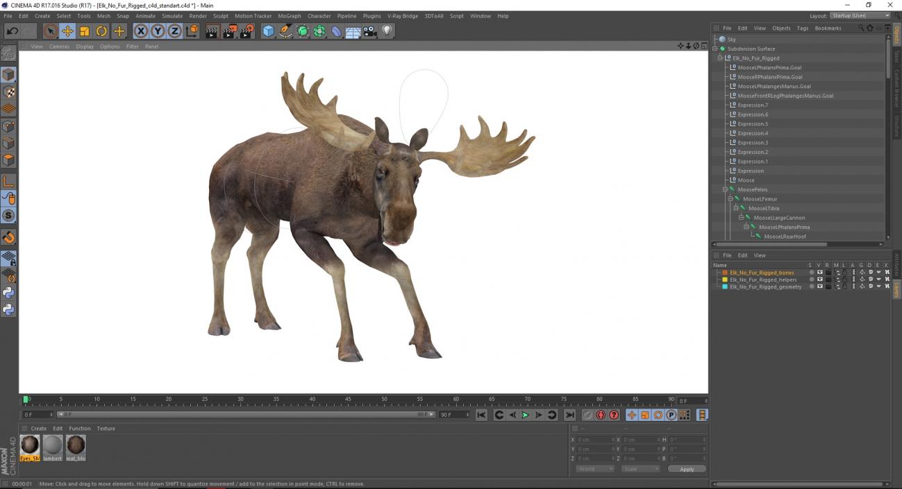 Elk Rigged for Cinema 4D 3D model