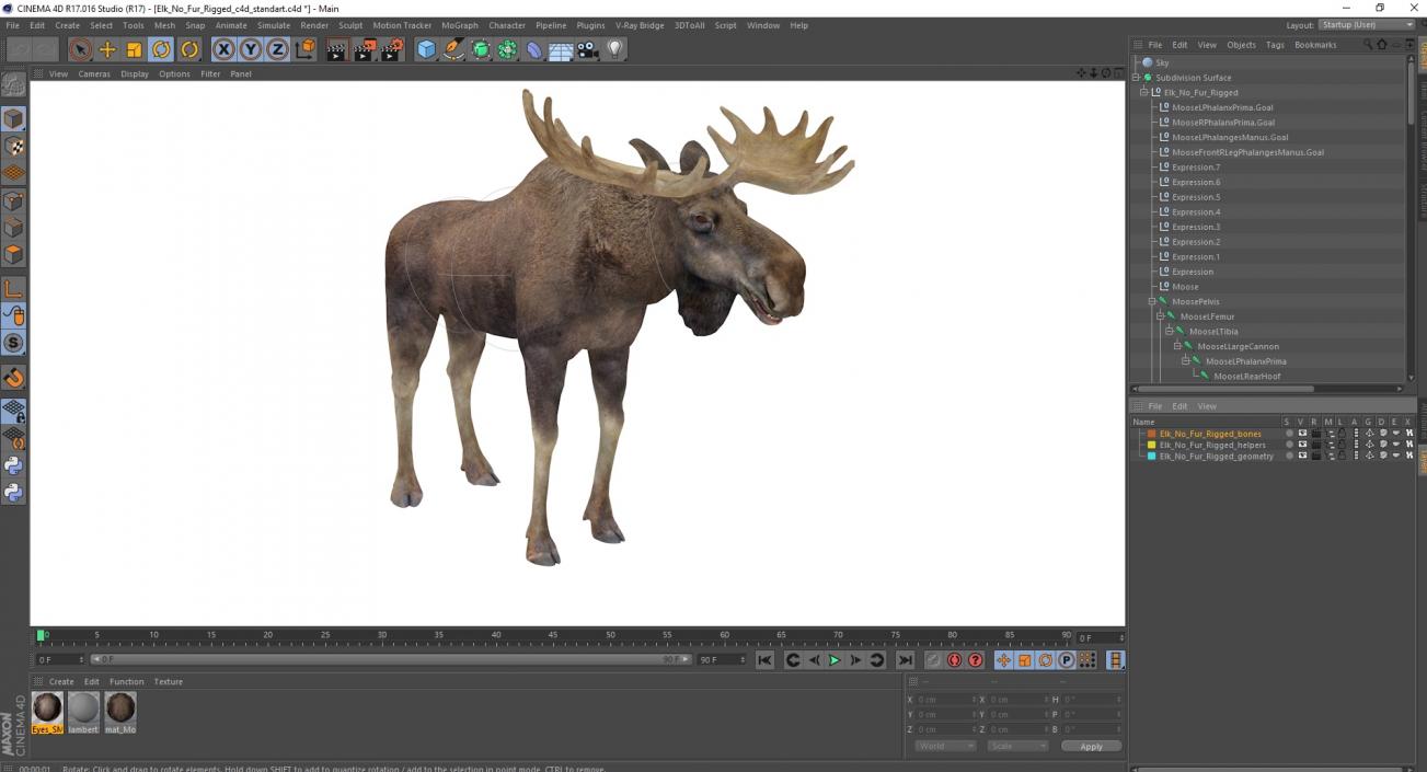 Elk Rigged for Cinema 4D 3D model