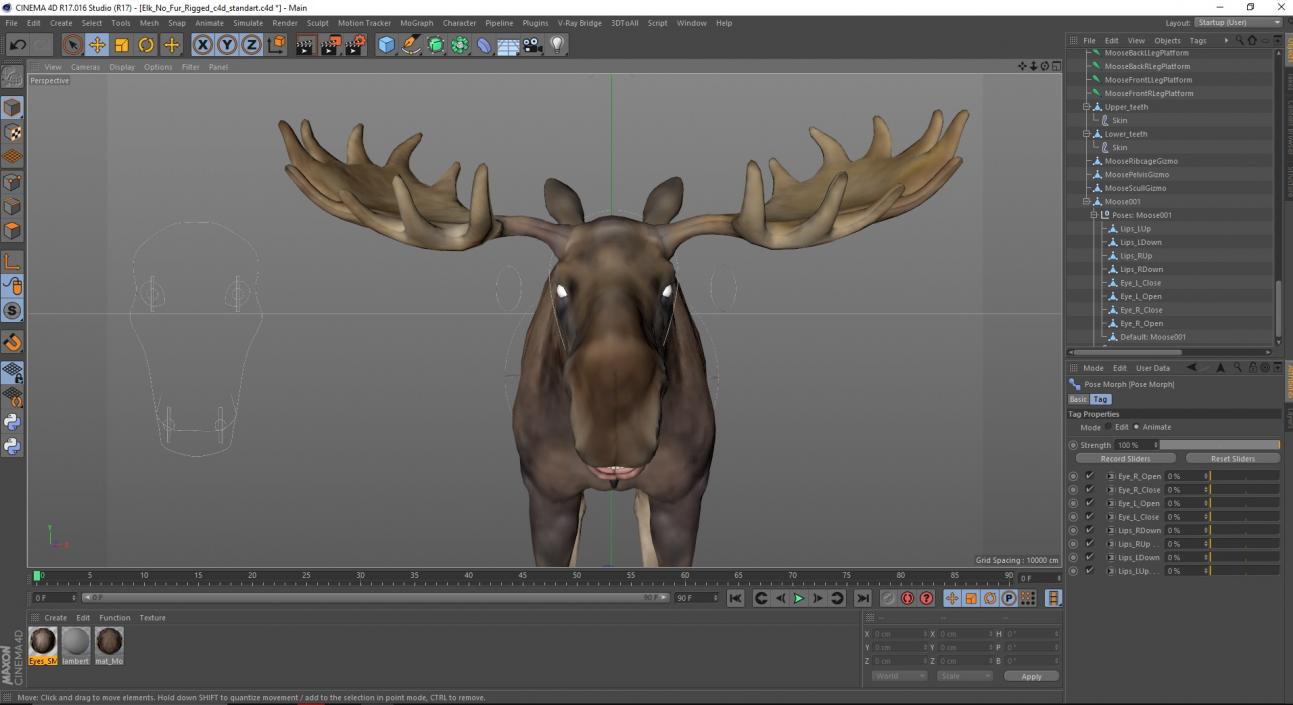 Elk Rigged for Cinema 4D 3D model