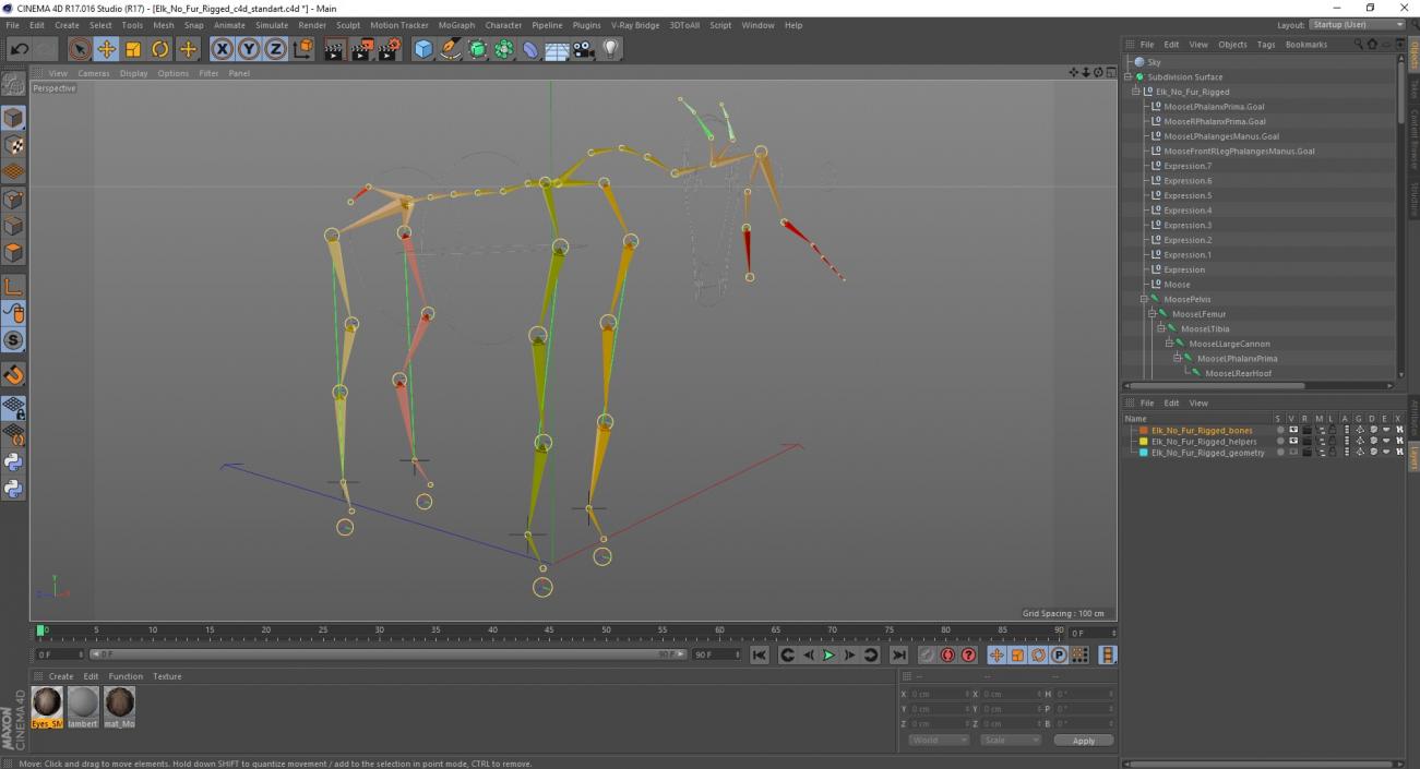 Elk Rigged for Cinema 4D 3D model