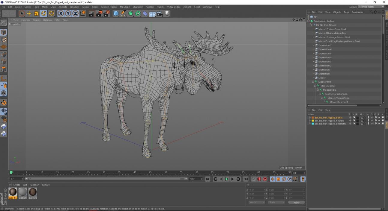 Elk Rigged for Cinema 4D 3D model