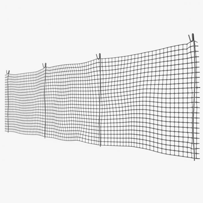 3D Plastic Security Mesh Fence Line Black model