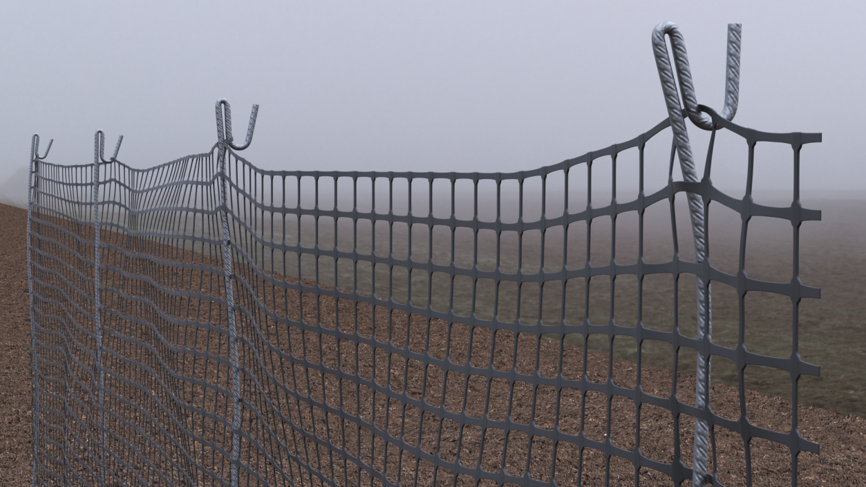 3D Plastic Security Mesh Fence Line Black model