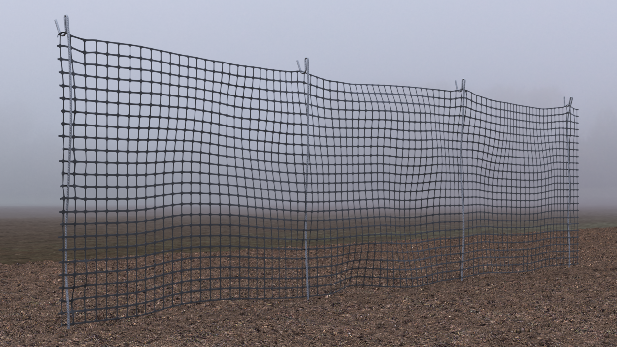 3D Plastic Security Mesh Fence Line Black model