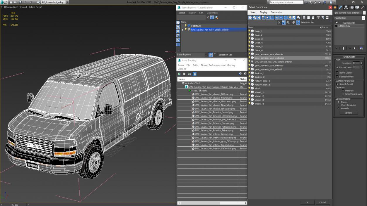 3D model GMC Savana Van Grey Simple Interior