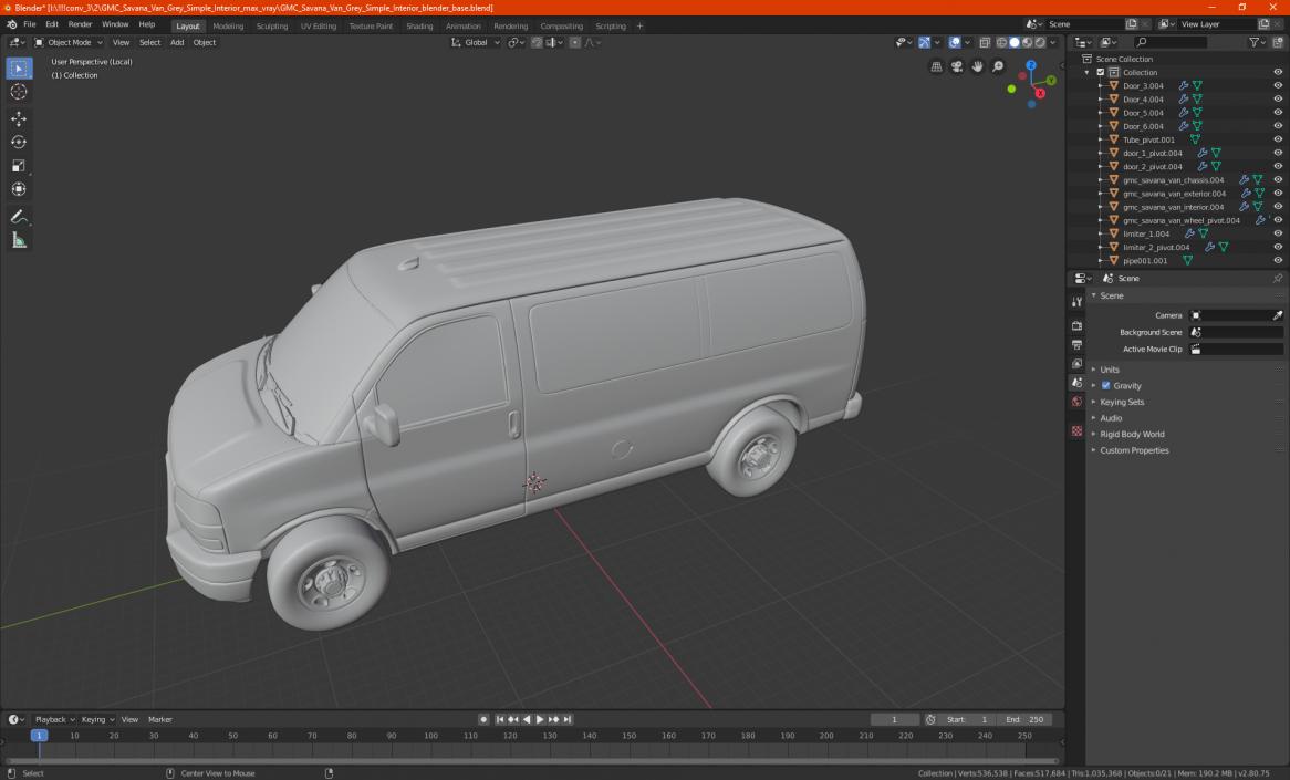 3D model GMC Savana Van Grey Simple Interior