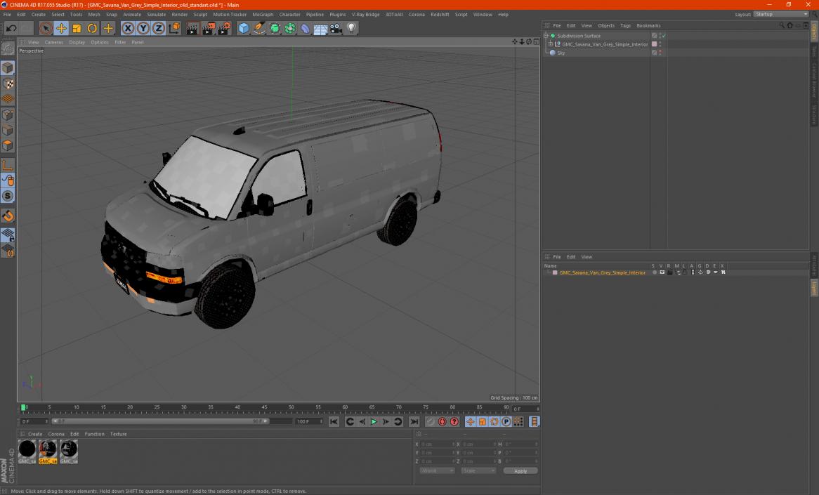 3D model GMC Savana Van Grey Simple Interior