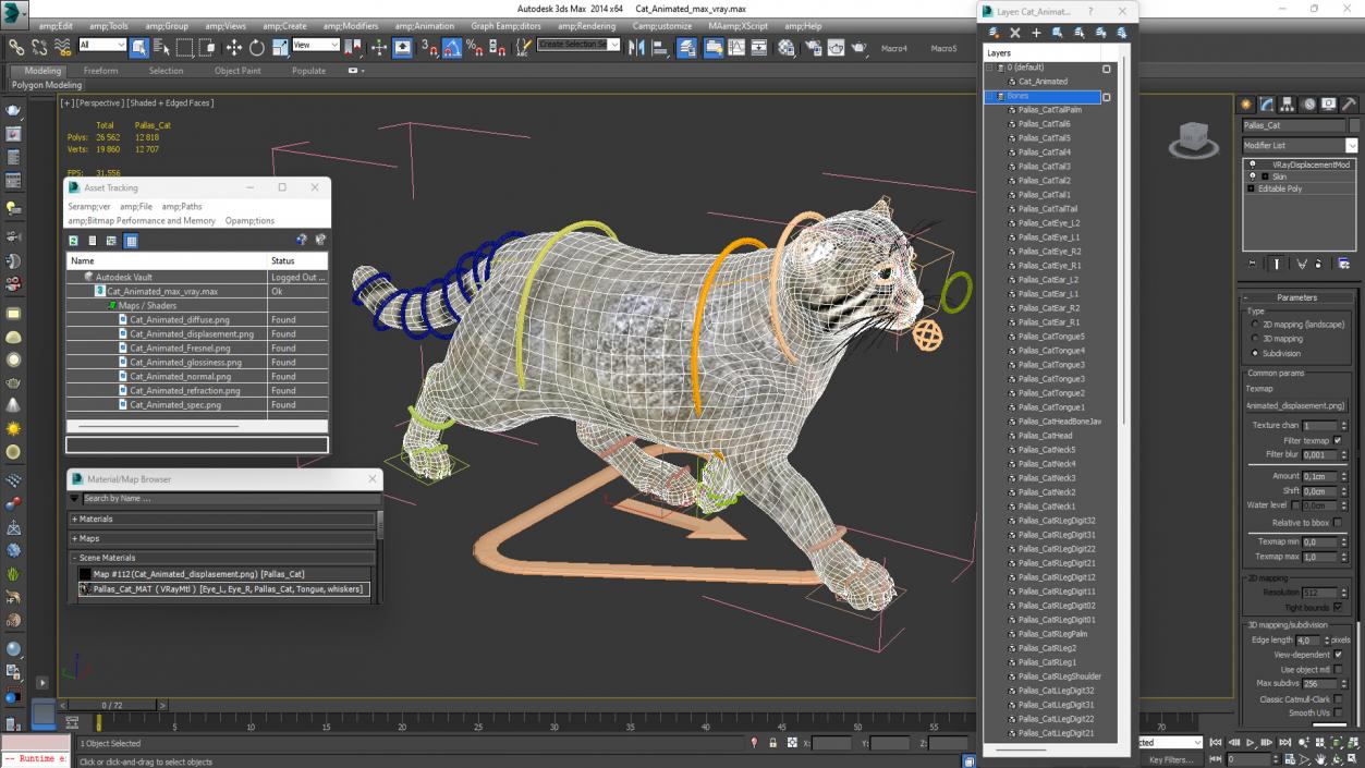 3D Cat Rigged Animated for Cinema 4D model