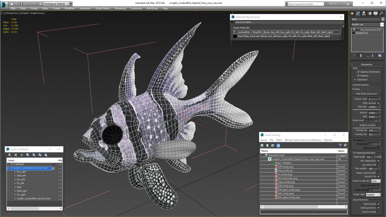 3D Longfin Cardinalfish Neutral Pose model