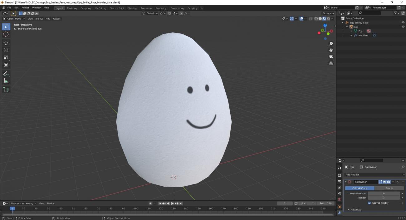 Egg Smiley Face 2 3D