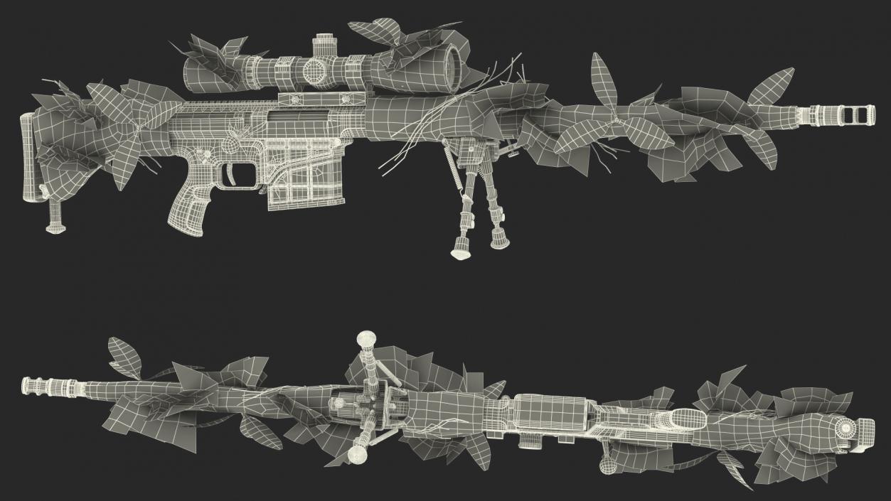 3D Rifle Barrett M98B Leaf Wrap model