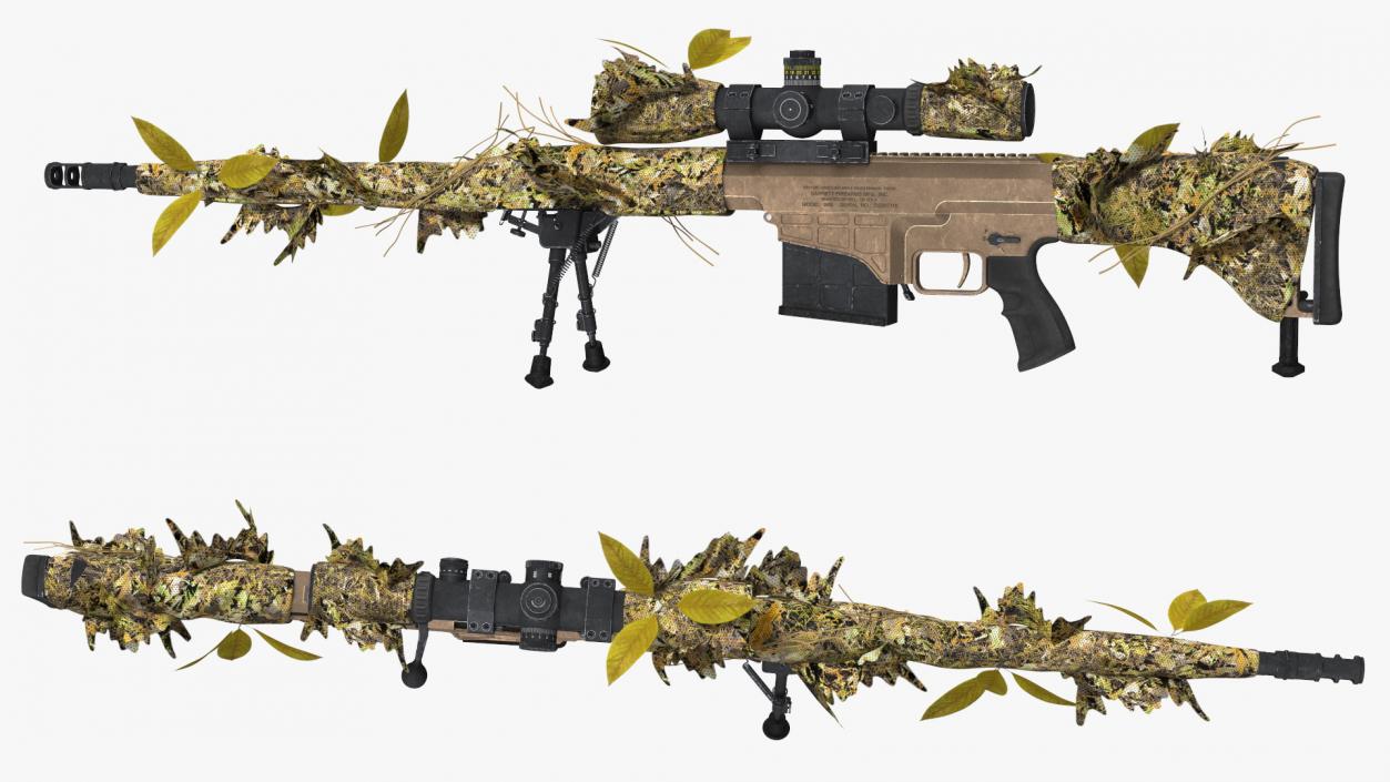 3D Rifle Barrett M98B Leaf Wrap model