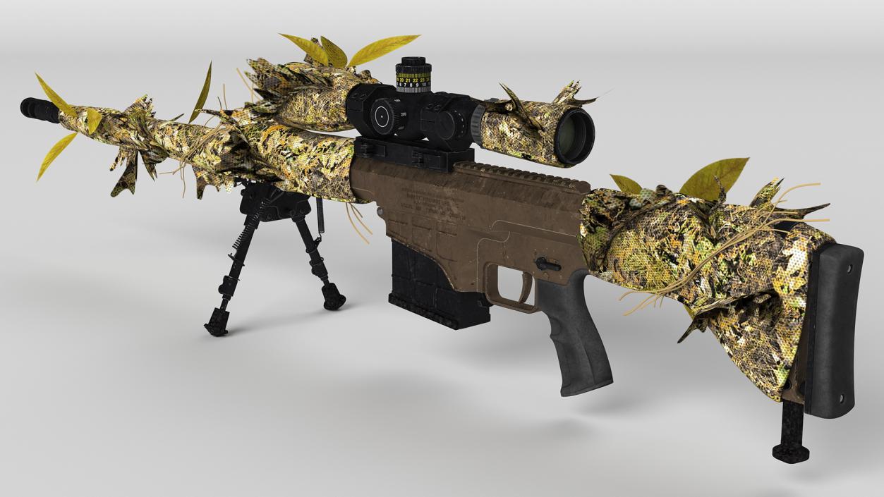 3D Rifle Barrett M98B Leaf Wrap model