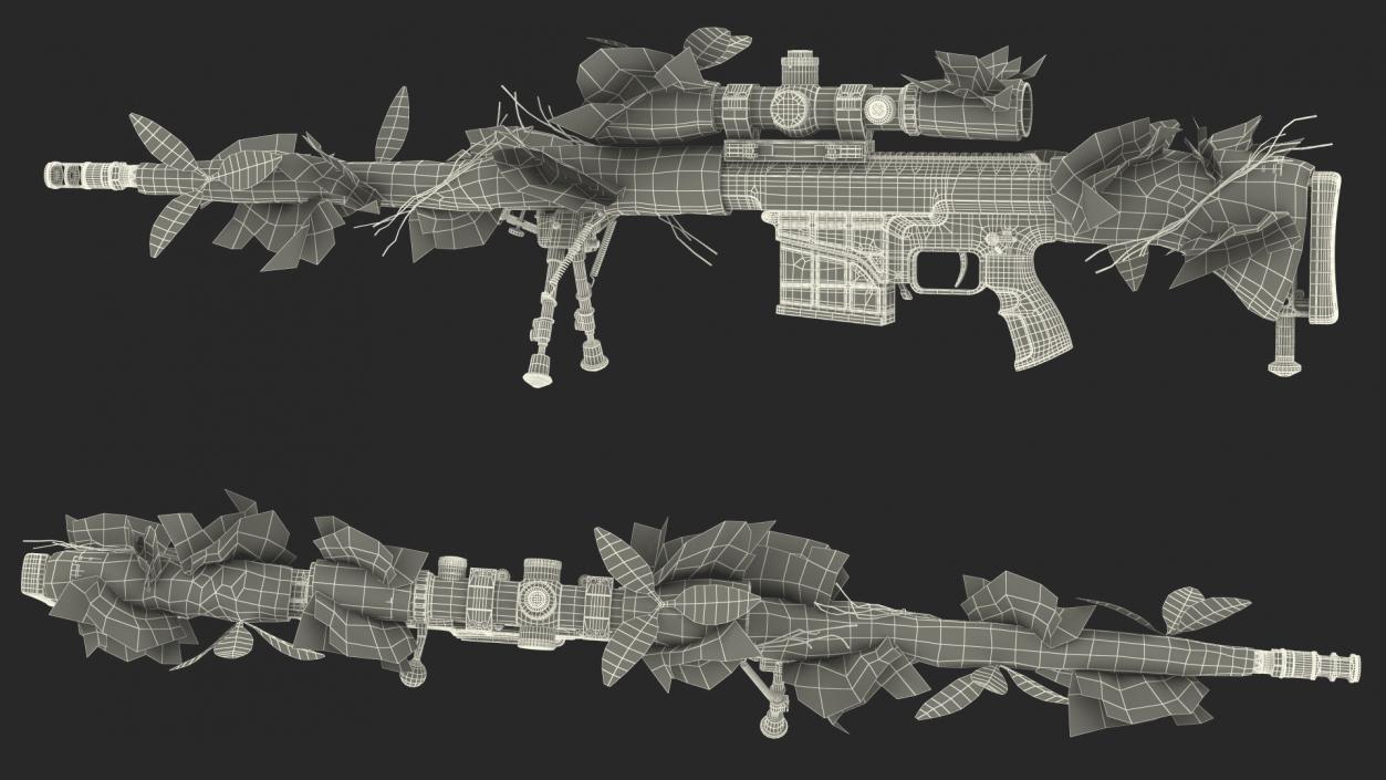 3D Rifle Barrett M98B Leaf Wrap model