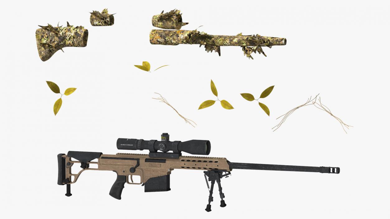 3D Rifle Barrett M98B Leaf Wrap model