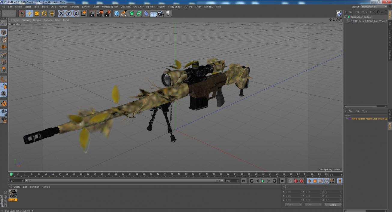 3D Rifle Barrett M98B Leaf Wrap model