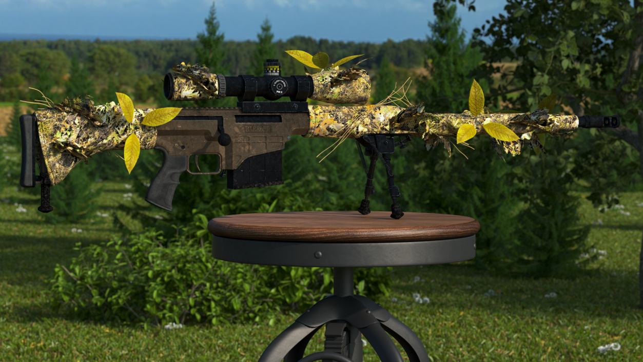 3D Rifle Barrett M98B Leaf Wrap model