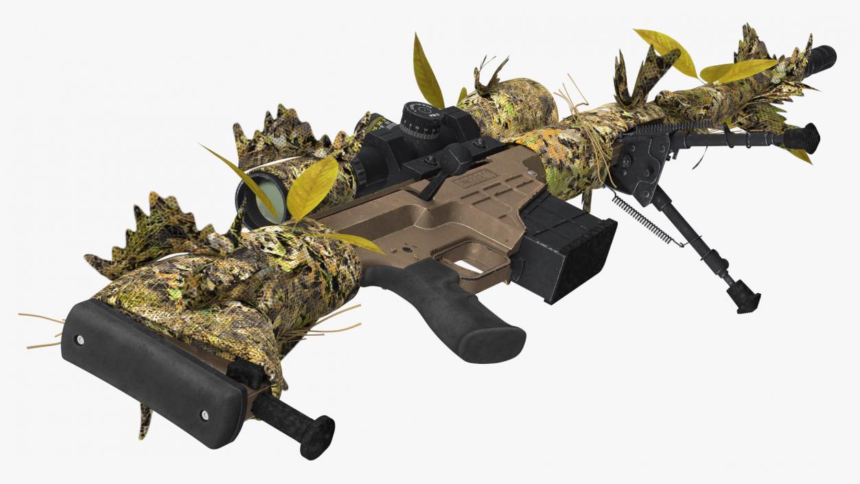 3D Rifle Barrett M98B Leaf Wrap model