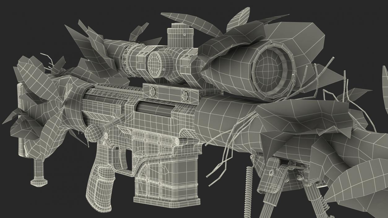 3D Rifle Barrett M98B Leaf Wrap model