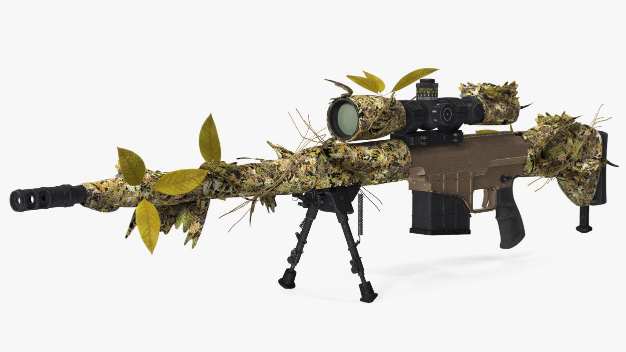 3D Rifle Barrett M98B Leaf Wrap model