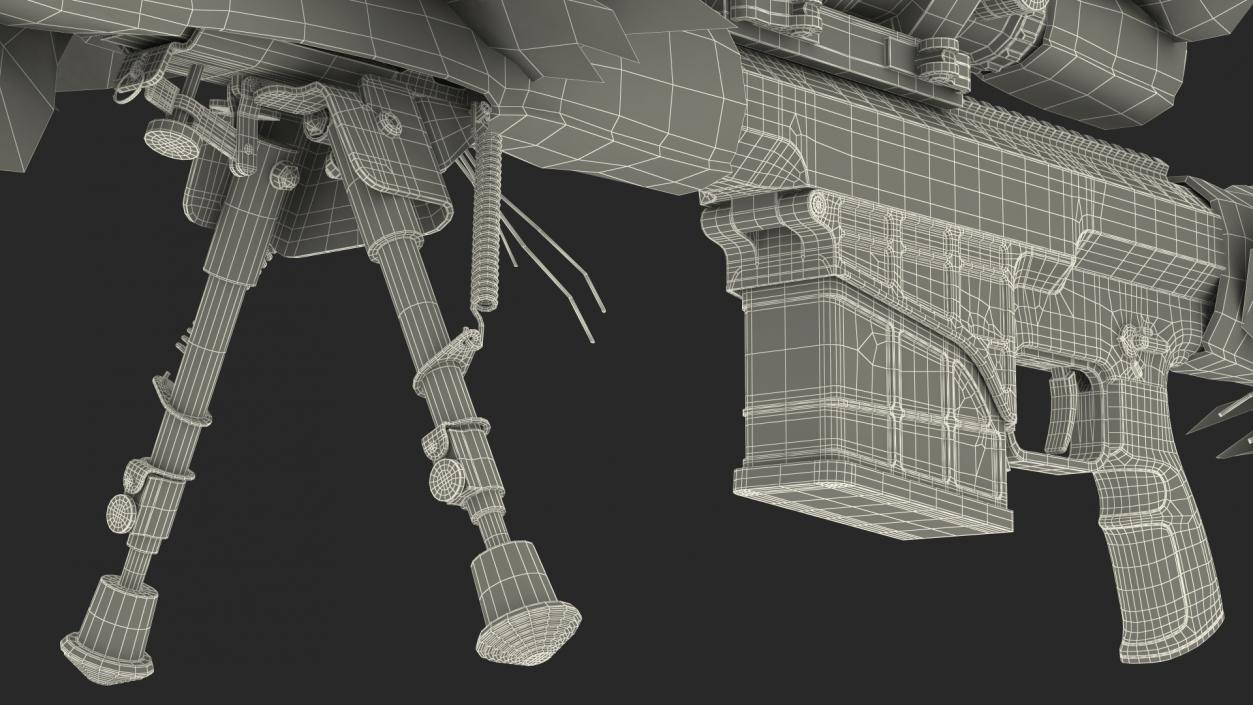 3D Rifle Barrett M98B Leaf Wrap model