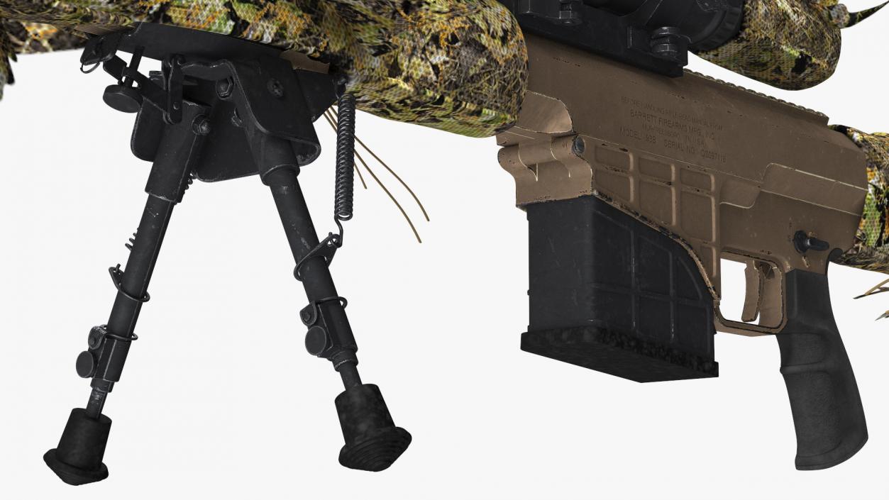 3D Rifle Barrett M98B Leaf Wrap model