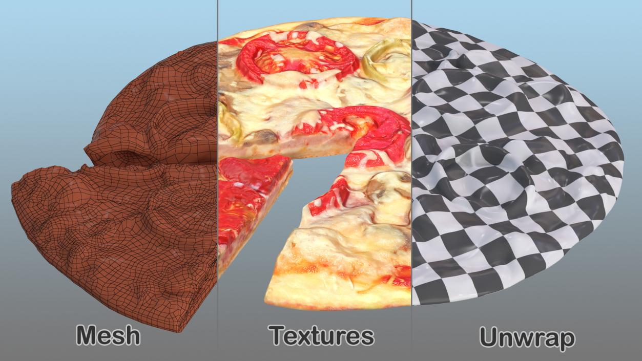 3D model Pizza with Slice Cut