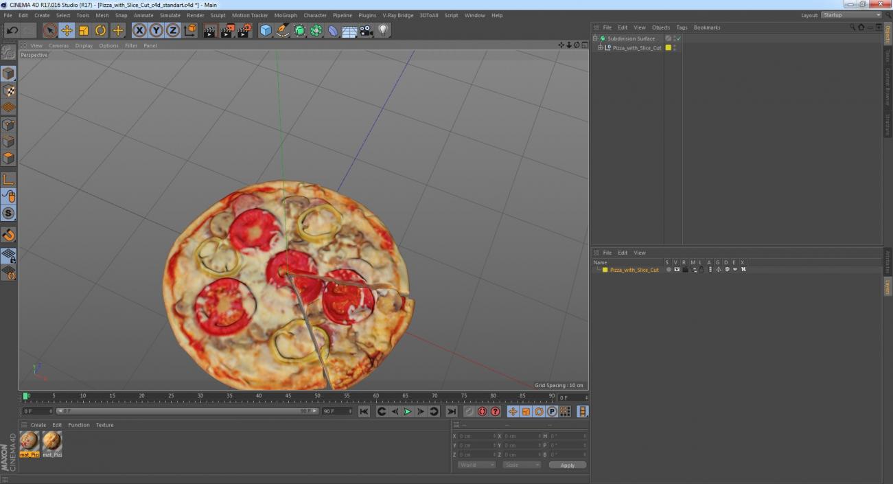 3D model Pizza with Slice Cut