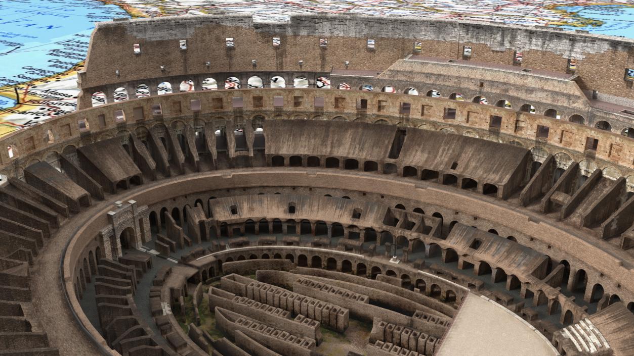 Colosseum on Italy Map 3D