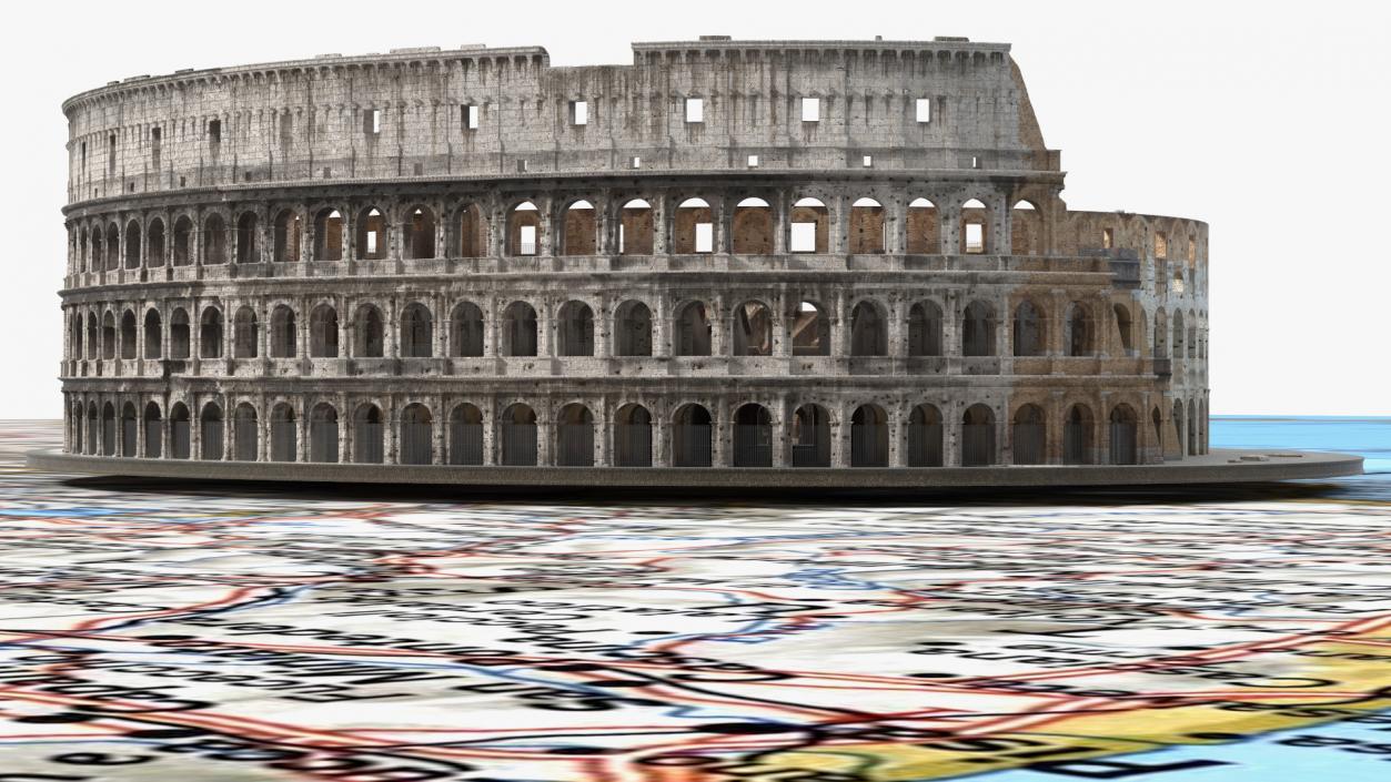 Colosseum on Italy Map 3D