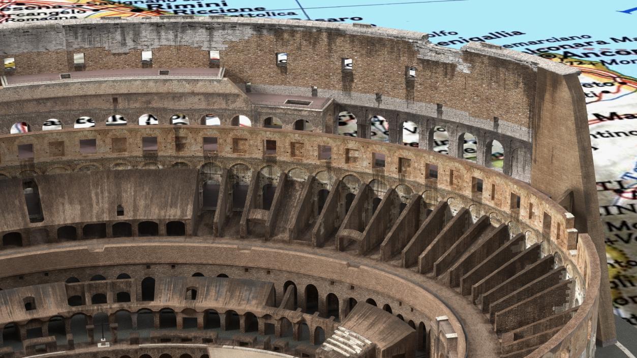 Colosseum on Italy Map 3D